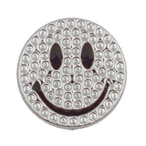 Diamond-embedded round smiling faces (silver)