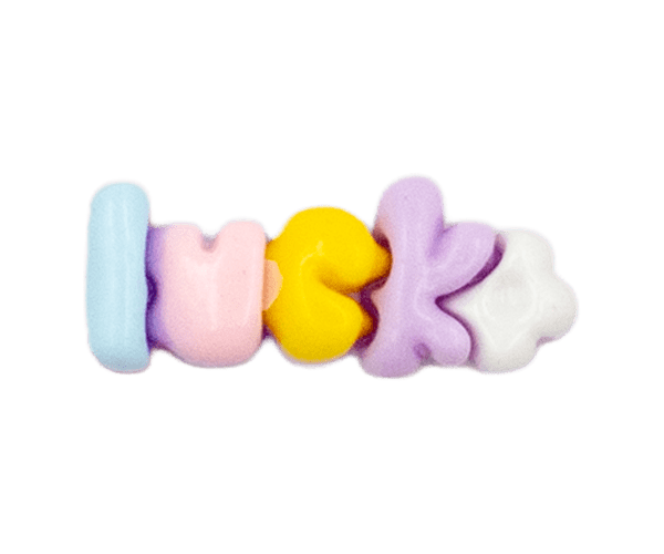 "luck" letters BLUE