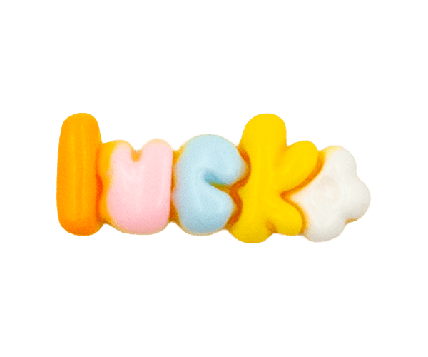 "luck" letters ORANGE