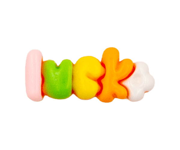 "luck" letters PINK