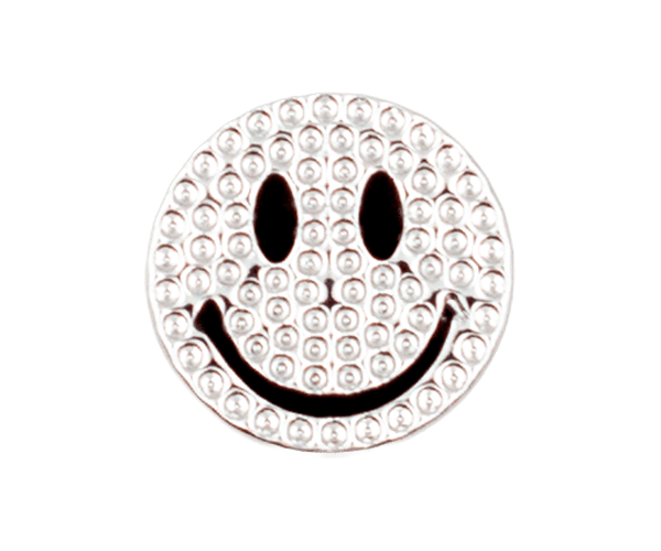 Diamond-embedded round smiling faces (silver)