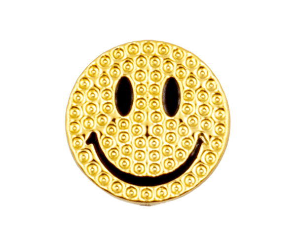 Diamond-embedded round smiling faces (gold)