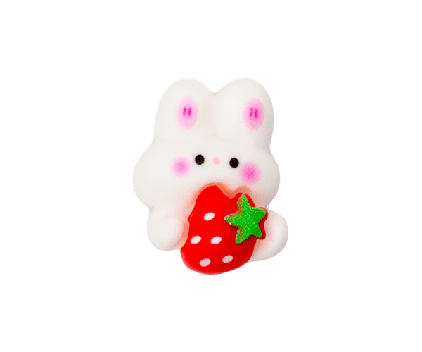 The little rabbit holding  strawberries